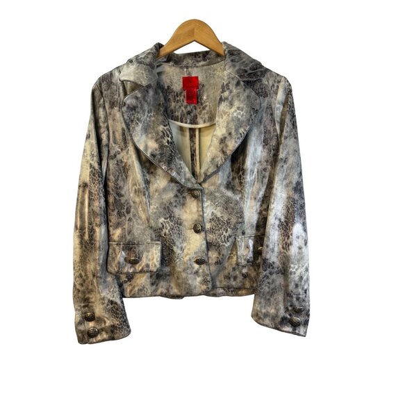 christina v Iridescent snakeskin print blazer with long sleeves, three button cl - Picture 1 of 10